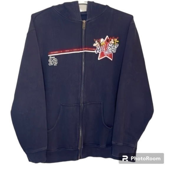 DISNEY | Women’s DISNEY “ALL STAR CREW” Full Zip Navy Blue Hooded Sweatshirt - Picture 1 of 9